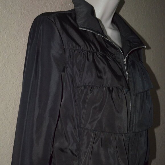Sz XS Kensie Black Long Zipper Front Jacket Coat - Picture 3 of 6